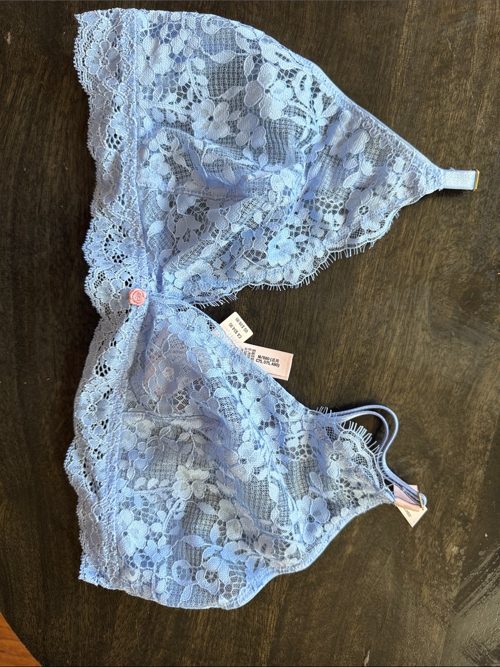 NWT Victoria's Secret Light Blue Lace Bralette M